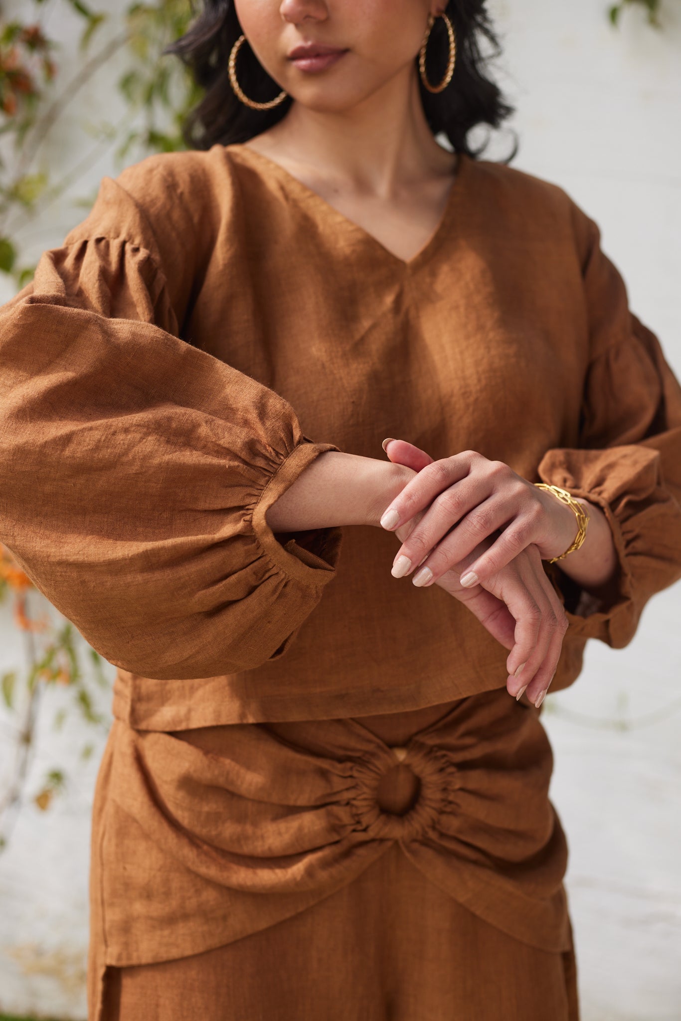 Brick Lane Blouse- Brown Linen
