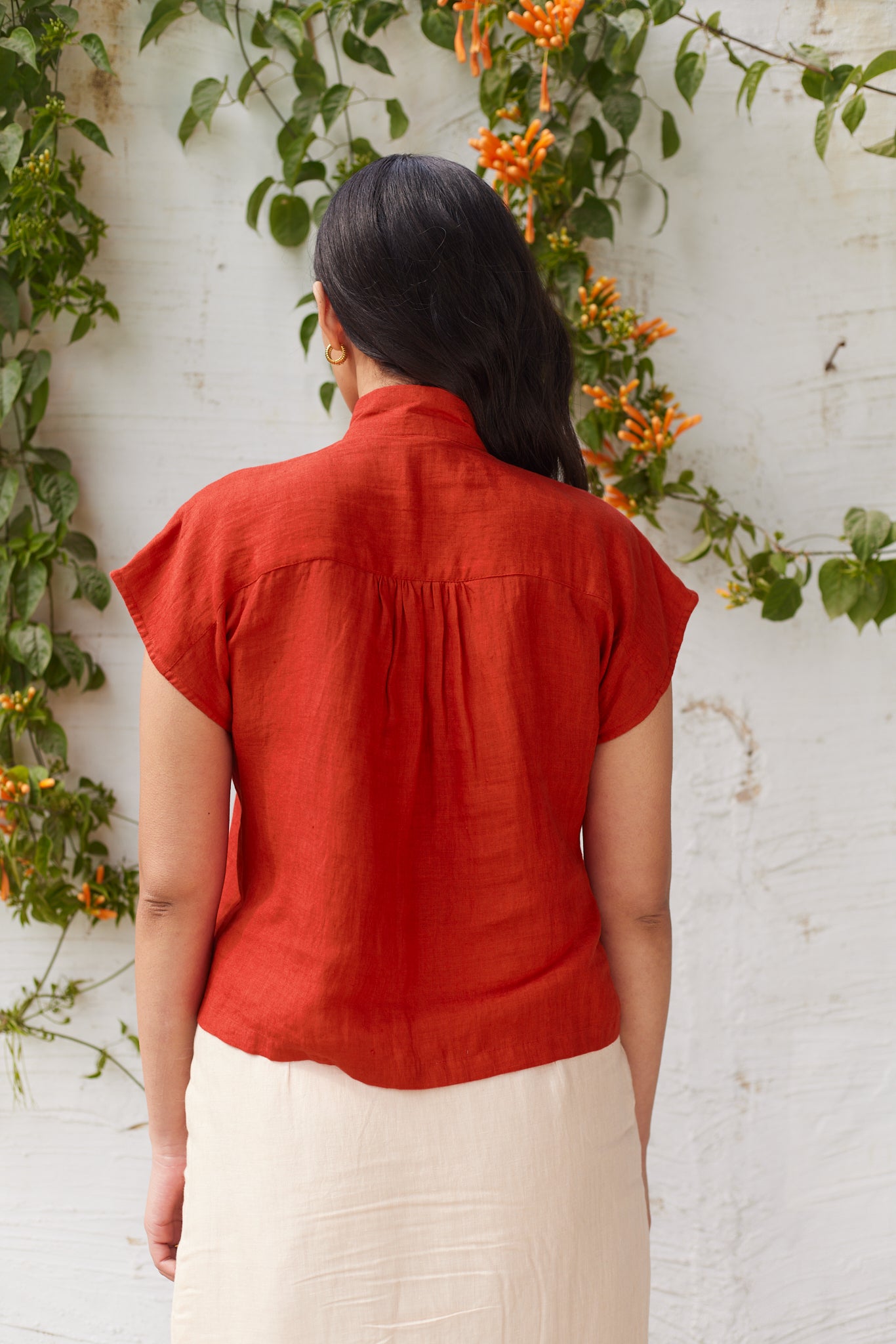 Shoreditch Shirt ( Brick ) and Beige Skirt set