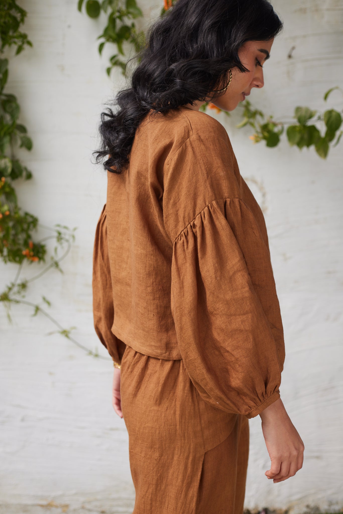 Brick Lane Blouse- Brown Linen