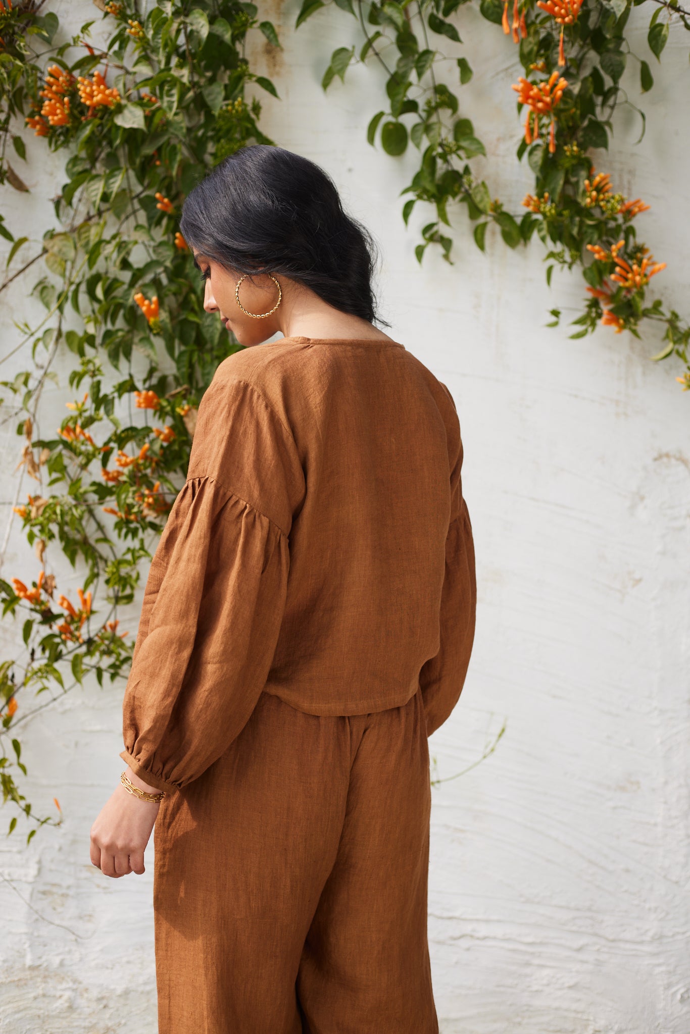 Brick Lane Blouse- Brown Linen