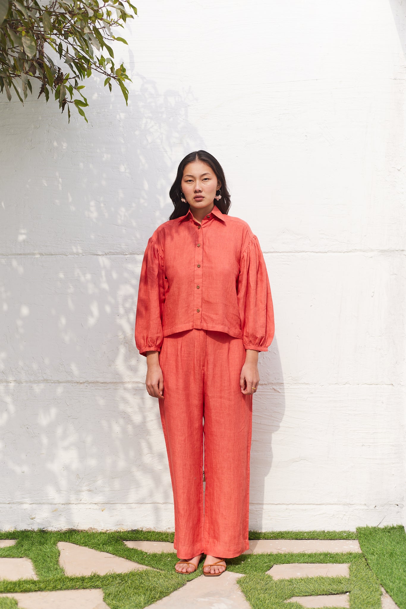 London Eye Linen Shirt- Coral