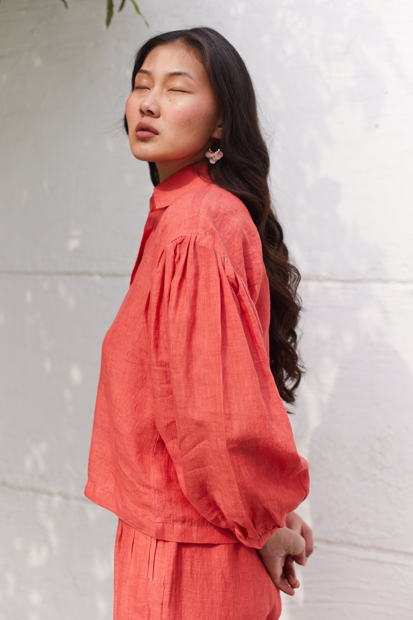 London Eye Linen Shirt- Coral