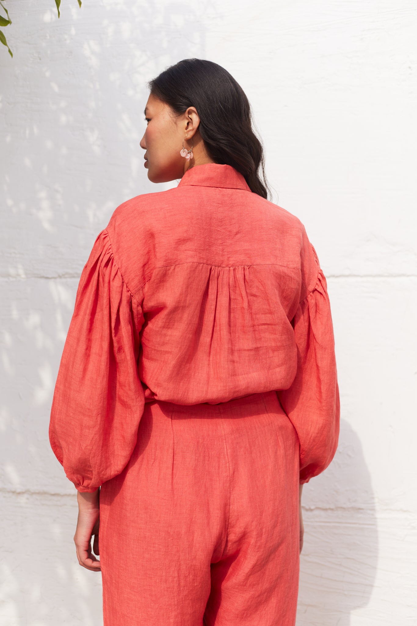 London Eye Linen Shirt- Coral