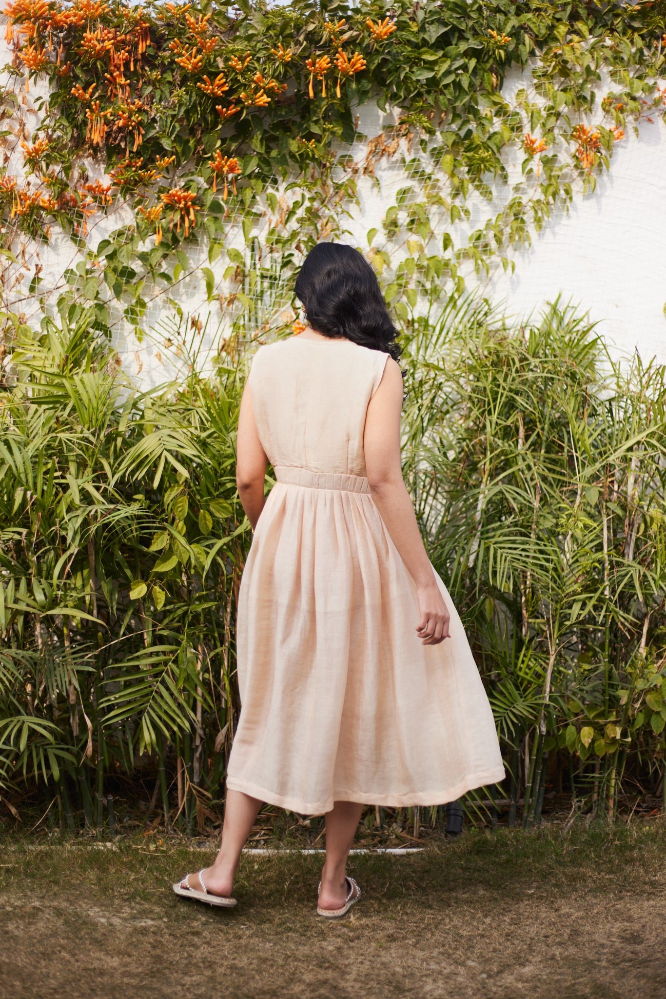 Portobello Road Pleated Dress- Beige