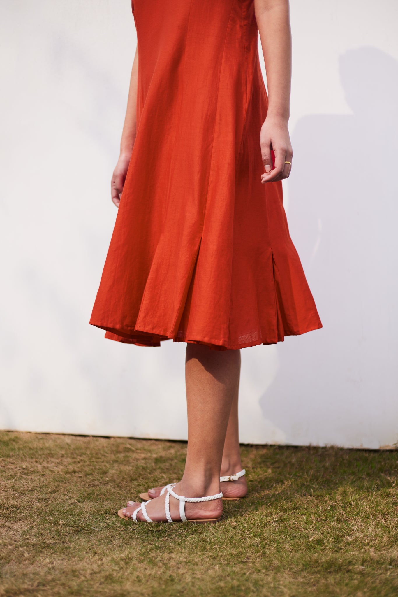 Soho Sunshine Dress- Brick Cotton Silk