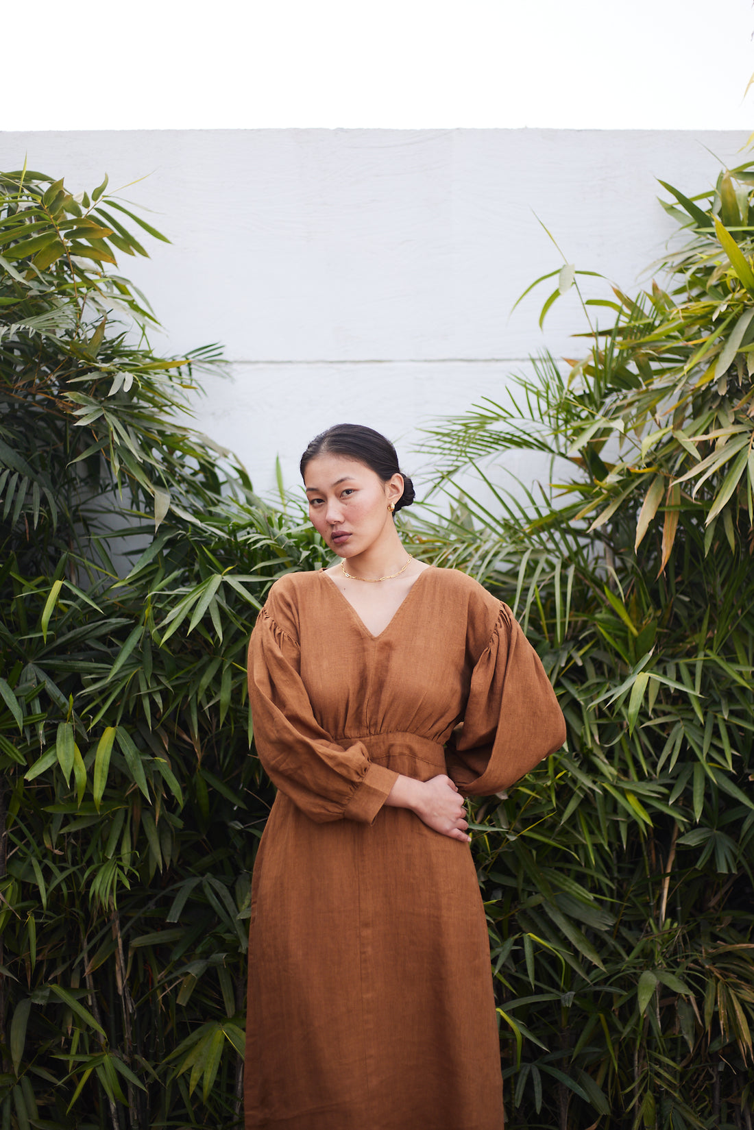 Mayfair Maxi Dress- Brown Linen