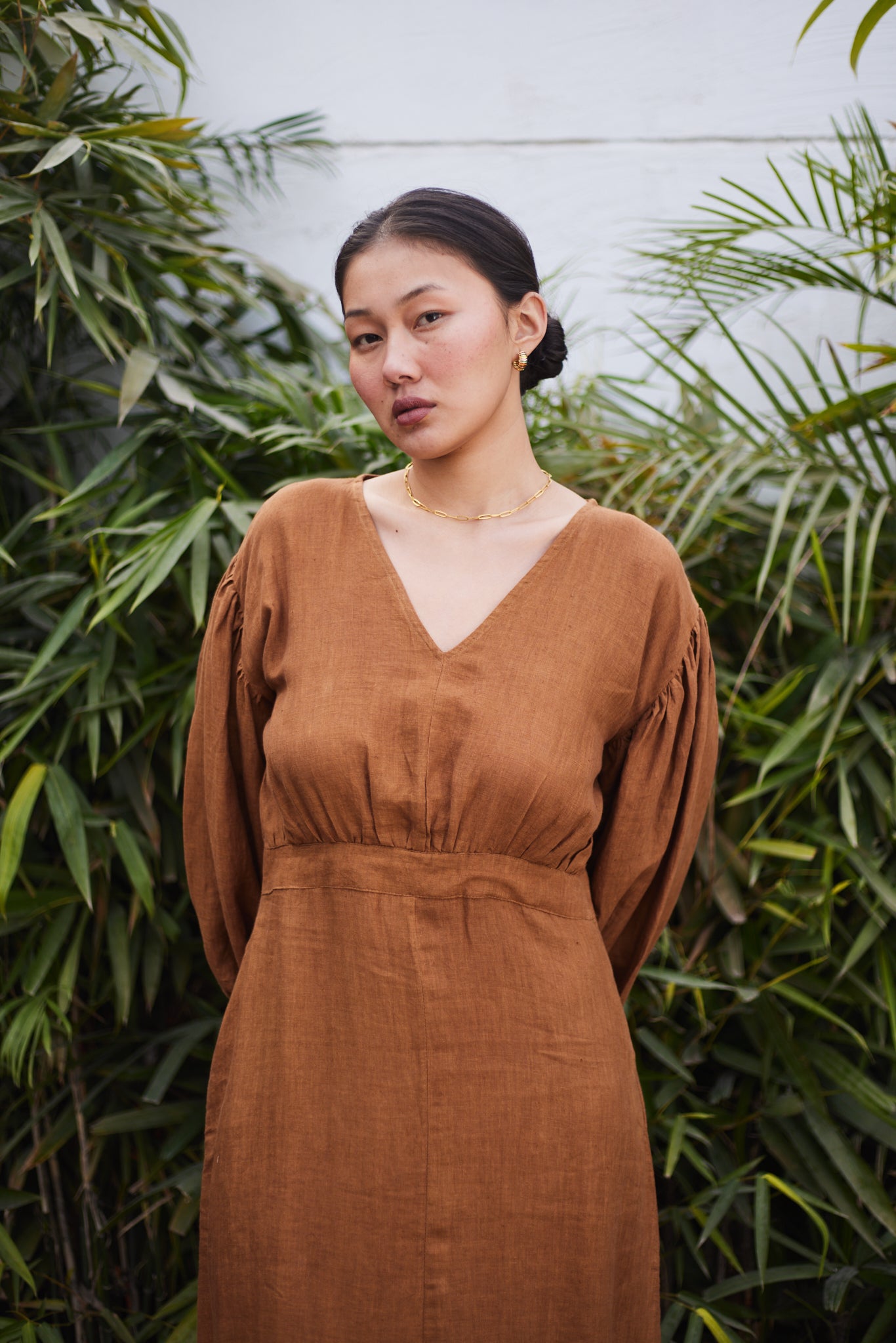 Mayfair Maxi Dress- Brown Linen